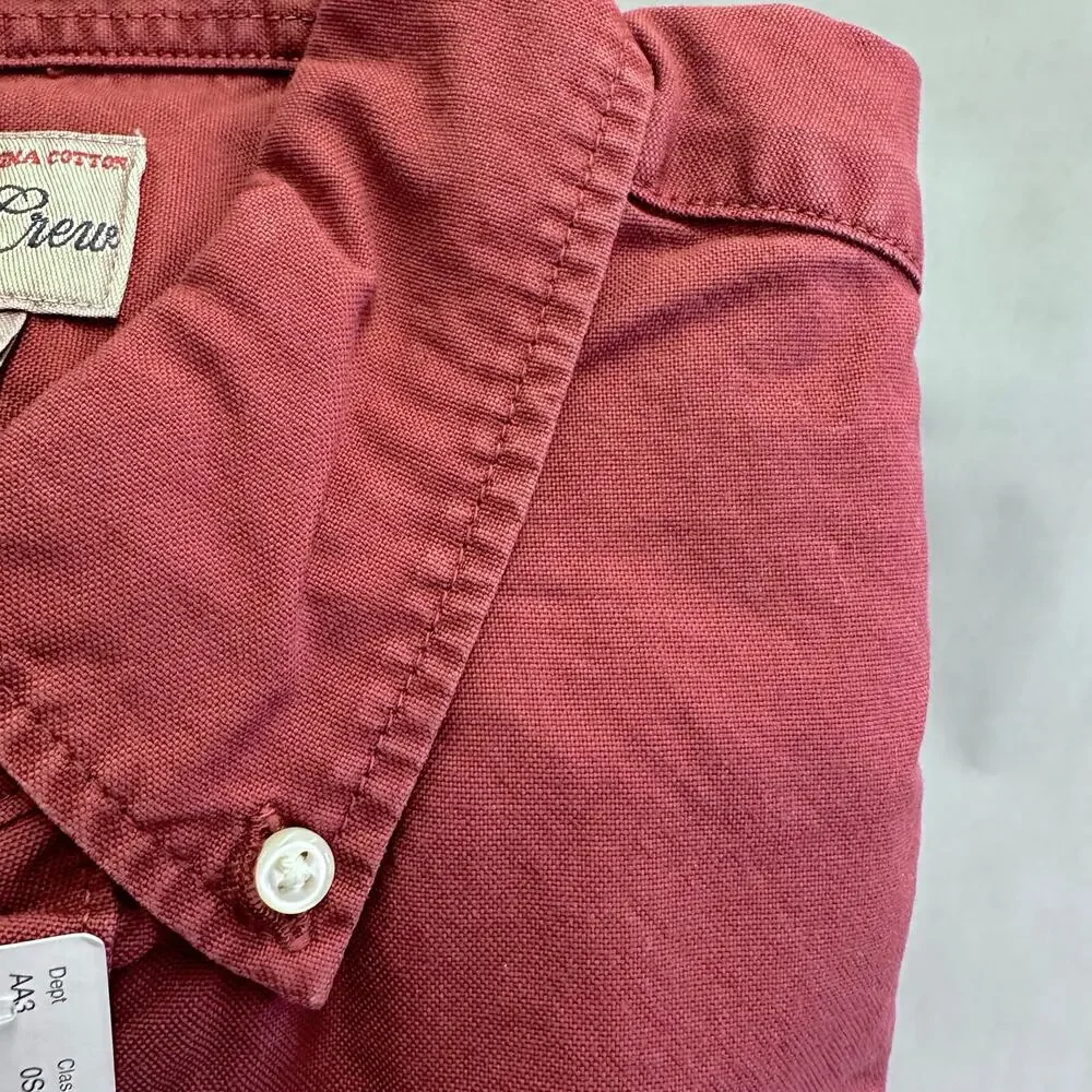 J Crew‎ mens stretch Oxford cloth garment dye shirt faded burgundy size medium
